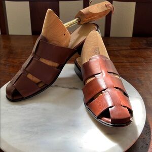MADEWELL The Dixson Fisherman Mule Leather Sandals Apple Butter Brown Women's 10